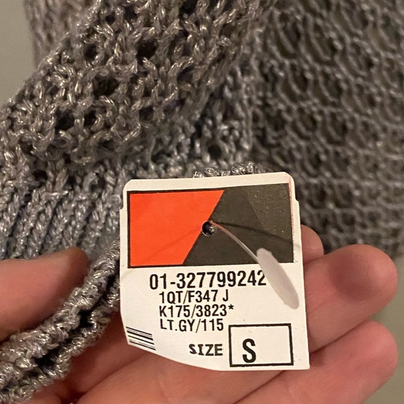 Silver open knit sweater NWT by SayWhat? Size small - Picture 5 of 7